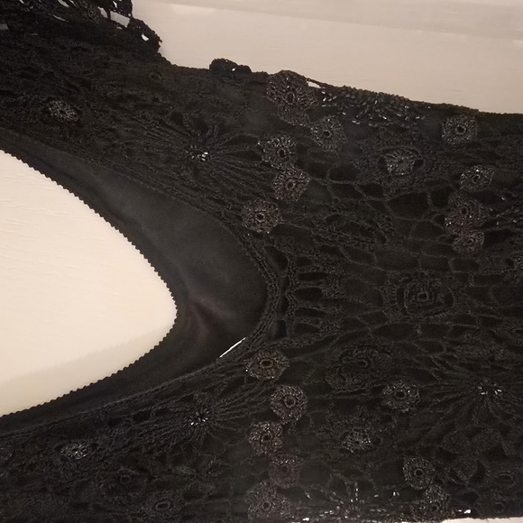 Elegant Black Beaded & Lace Dress - Picture 3 of 13